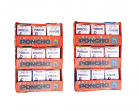 Emergency ponchos, 2 x 54 pieces in display box