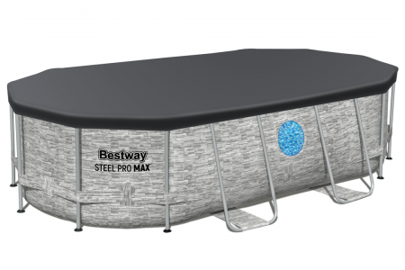 Power Steel Swim Vista Series 4.27m x 2.50m x 1.00m Oval Frame Pool Set 7.250L