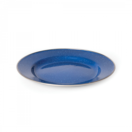 CAMPFIRE 26CM FLAT PLATE BLUE w/ Stainless Steel Rim