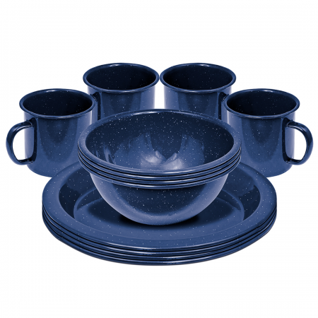 CAMPFIRE 4 PERSON ENAMEL DINNER SET -NAVY