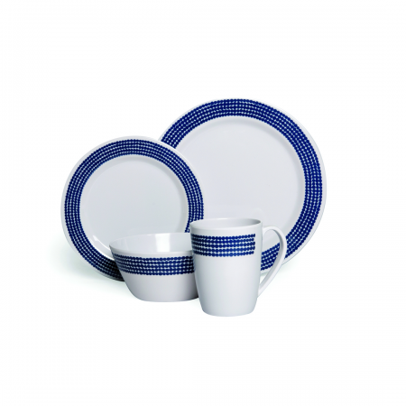 CAMPFIRE 16 PC MELAMINE DINNER SET-  BLUE MOON