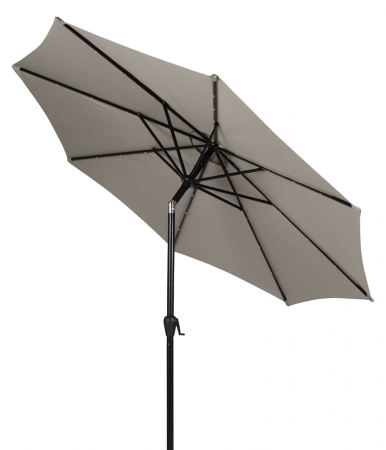 Umbrella W/Crank W/Solar Led W/Tilt Ø3M - Flint Grey