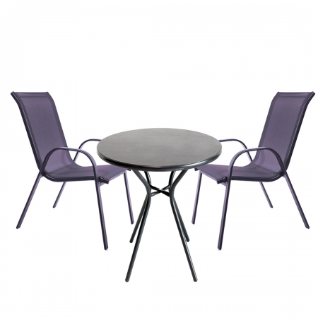 Pack Of 2 Patio Chairs With A Polymer Top Table.