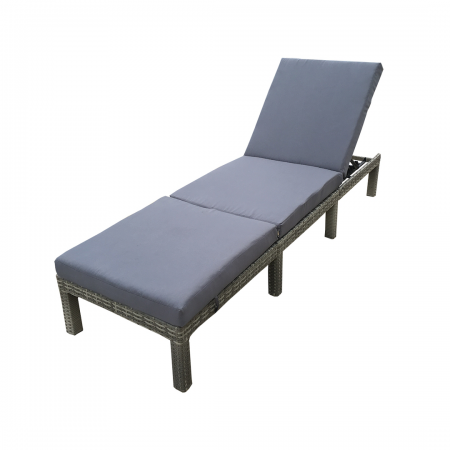 Deluxe Rattan Lounger 198cm Grey