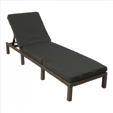 Deluxe Rattan Lounger 198cm Grey