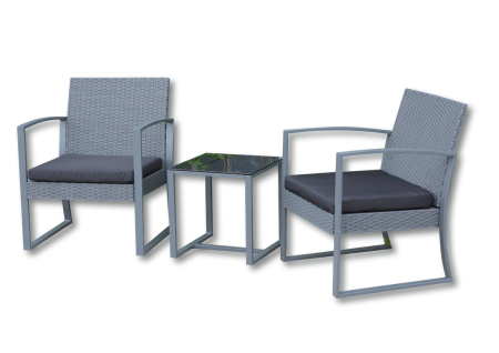 Torino Bistro Set Grey (Rattan-Look)