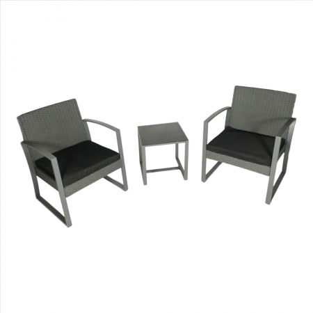 Torino Bistro Set Grey (Rattan-Look)