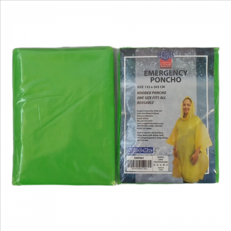 DISPOSABLE PONCHOS - SINGLES (240) - GREEN