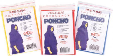 DISPOSABLE PONCHOS - SINGLES (240) - RED