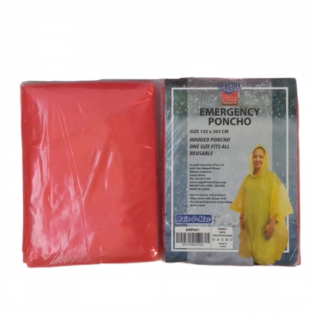 DISPOSABLE PONCHOS - SINGLES (240) - RED