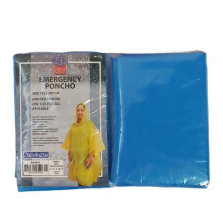 DISPOSABLE PONCHOS - SINGLES (240) - ROYAL