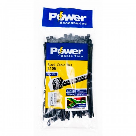 Power Cable Ties 150mm x 3.6mm - Pk 100
