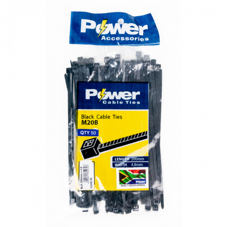 Power Cable Ties 200mm x 4.8mm - Pk 50