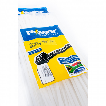 Power Cable Ties 300mm x 4.8mm -Pk 100